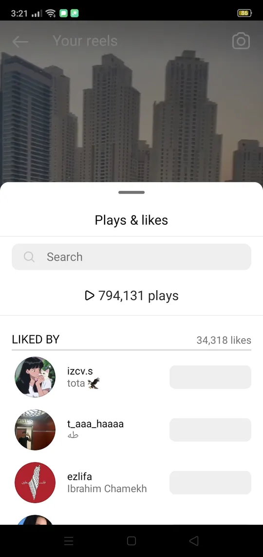 Instagram insights — plays and likes