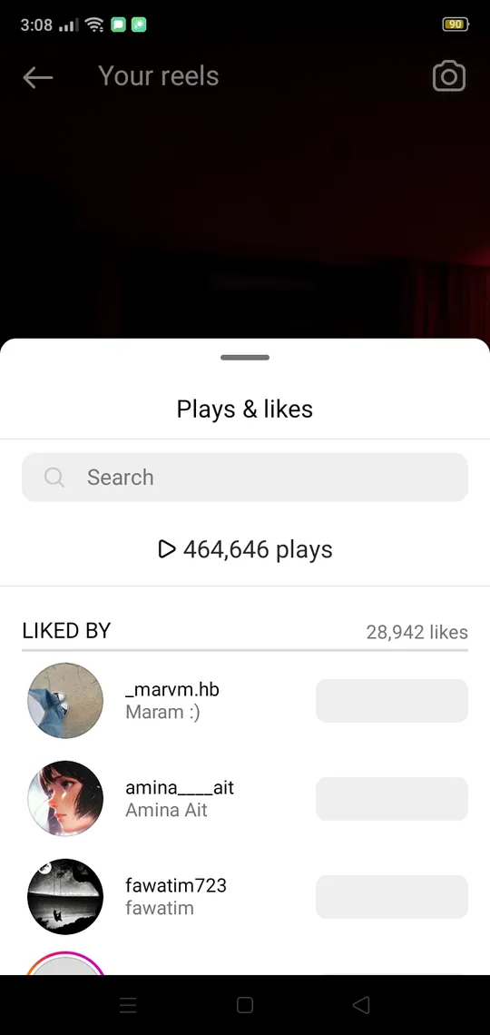Instagram insights — plays and likes