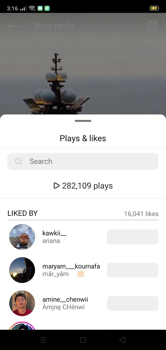 Instagram insights — plays and likes
