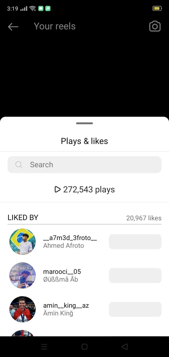 Instagram insights — plays and likes