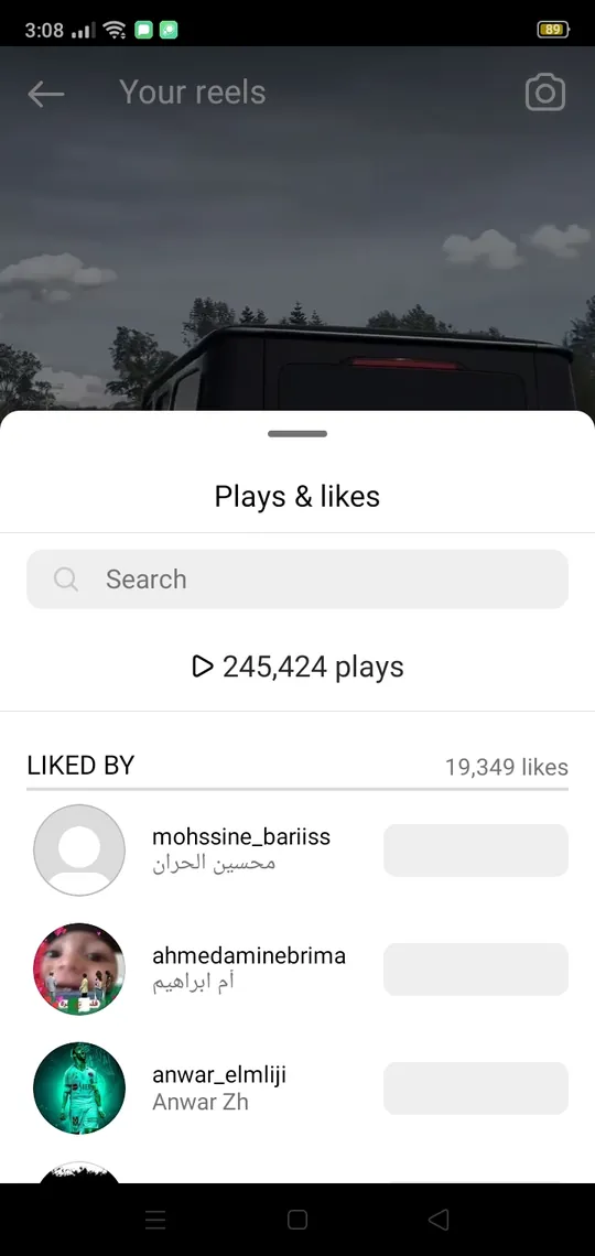 Instagram insights — plays and likes
