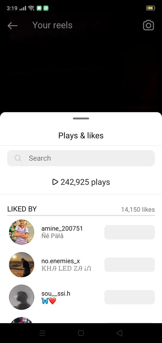 Instagram insights — plays and likes