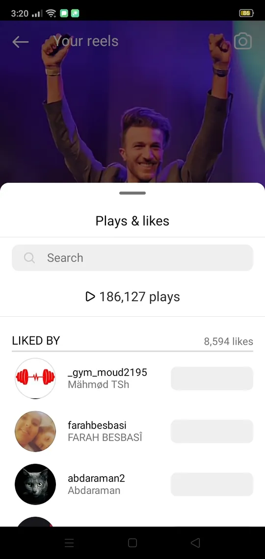Instagram insights — plays and likes
